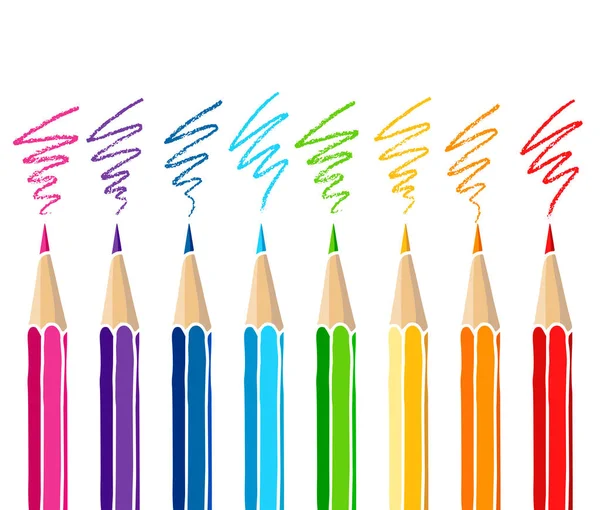 Illustration crayons de couleur et marques d'écoutille — Image vectorielle