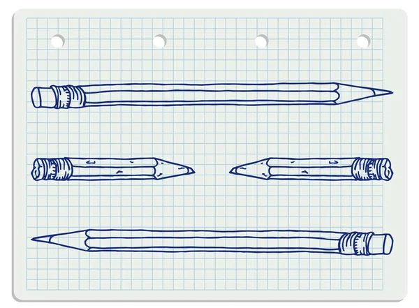 Illustration de crayons neufs et anciens — Image vectorielle