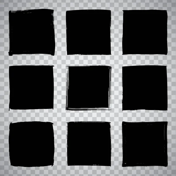 Czarny kwadrat zestaw pociągnięć farby — Wektor stockowy