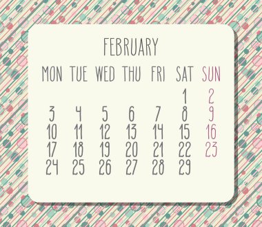 Şubat 2020 Aylık Pastel Renkli Noktalar ve Çizgiler Calen