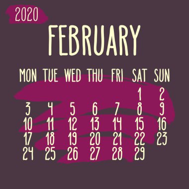 Şubat 2020 Boya Vuruşu Aylık Takvimi