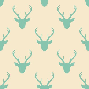 Geyik kafalı siluetler ile dikişsiz desen