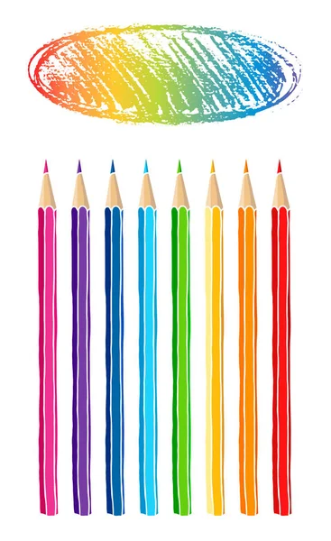 Färgade pennor och lucka markering ram illustration — Stock vektor