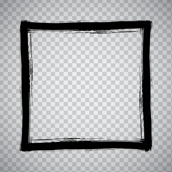 Schwarze Farbe streicht über quadratischen Rahmen — Stockvektor