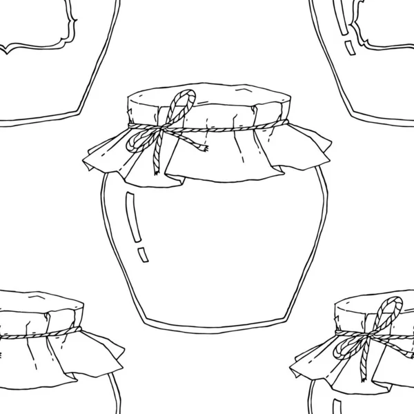 Frascos dibujados a mano patrón sin costura — Vector de stock