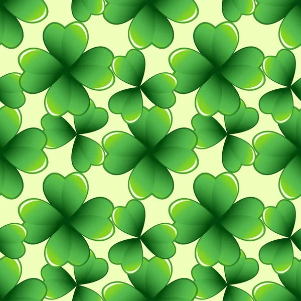 绿色三叶草叶无缝模式 — 图库矢量图片