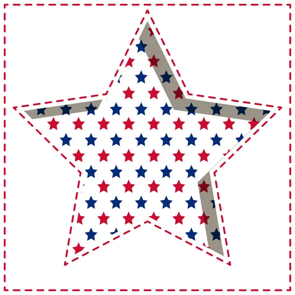 American Taglio Carta Patriottica Tratteggiata Sfondo Con Motivo Stelle Luminose — Vettoriale Stock