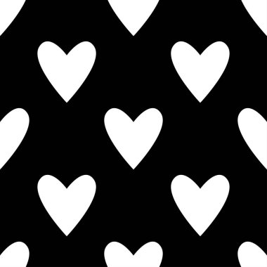 Siyah beyaz kusursuz kalp desenleri. Sevgililer Günü fayans arka planı. Romantik vektör deseni.