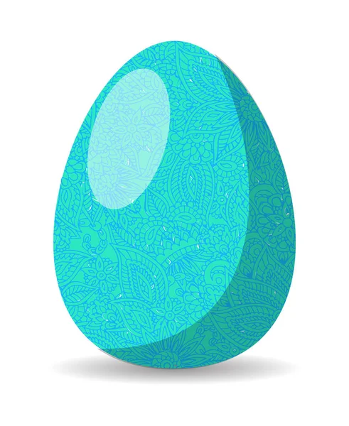 Happy Easter Greeting Card Bright Blue Egg Symbol Vector Holiday — Stock Vector