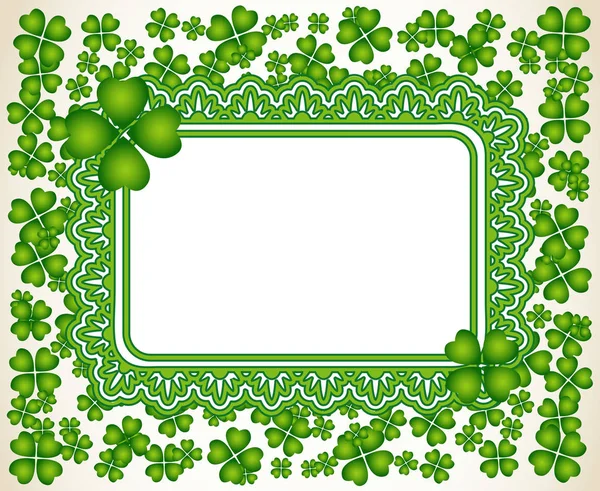 Saint Patrick Day Vektorrahmen Mit Kleinen Grünen Kleeblättern Irish Festival — Stockvektor