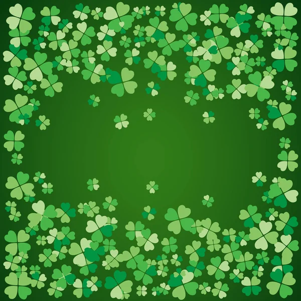 Cadre Vectoriel Vert Foncé Saint Patrick Avec Petites Feuilles Trèfle — Image vectorielle