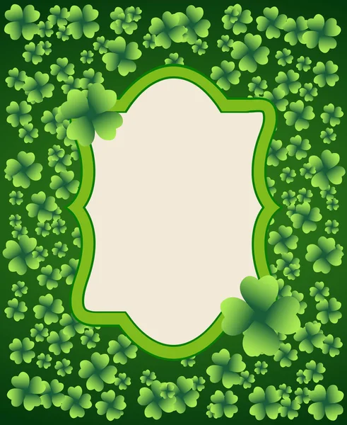 Saint Patrick Day Dunkler Vektorrahmen Mit Kleinen Grünen Vierblättrigen Kleeblättern — Stockvektor