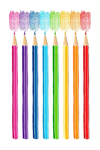 Crayons Couleur Fixés Écoutilles Marques Illustration Vectorielle Dessinée Main Des — Image vectorielle