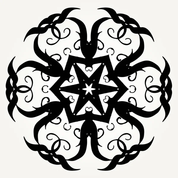 Ornate Doodle Roseta Redonda Preto Sobre Fundos Brancos Mandala Formada —  Vetores de Stock