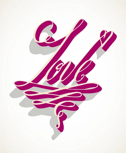 Mot Amour Isolé Sur Blanc Carte Voeux Saint Valentin Écrite — Image vectorielle