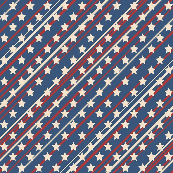 American Patriotic Stars Stripes Seamless Pattern Vintage Colors Independence Day — Stock Vector