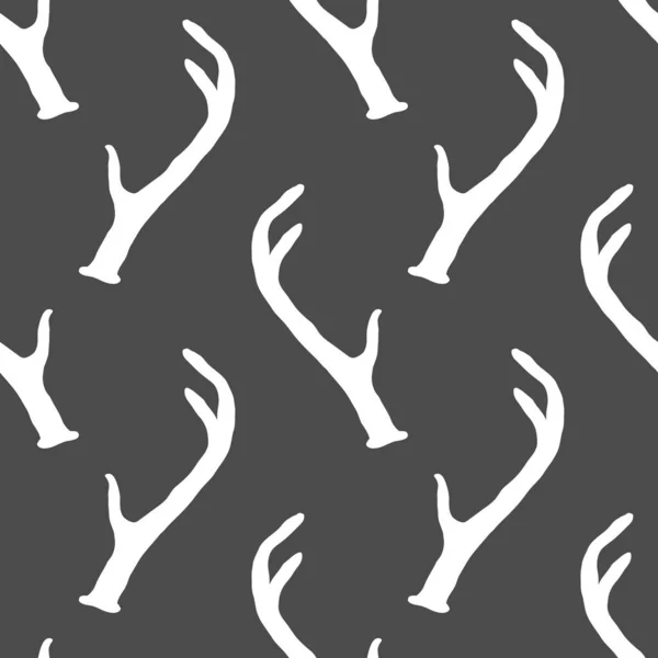 Seamless Pattern Deer Antlers Vector Hunting Background Nature Wildlife Animal — Stock Vector