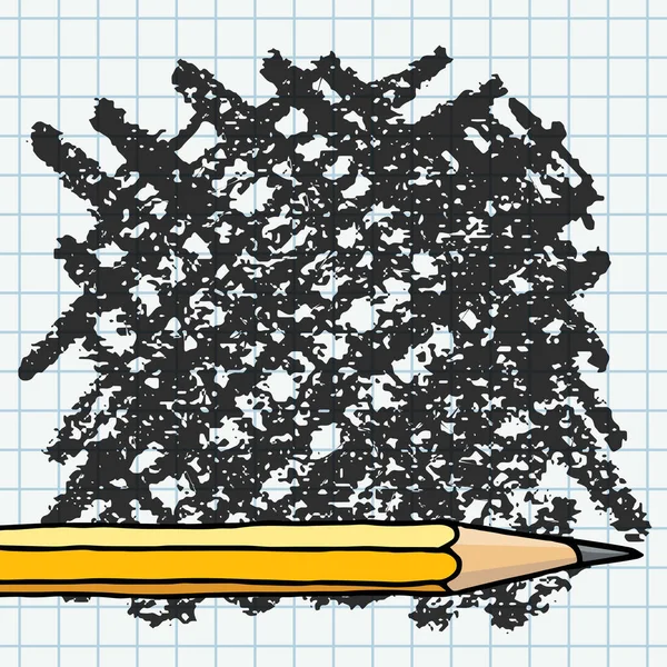 矢量自由交错笔划涂鸦空白框和石墨铅笔 手绘边框图附在方格笔记本页上 — 图库矢量图片