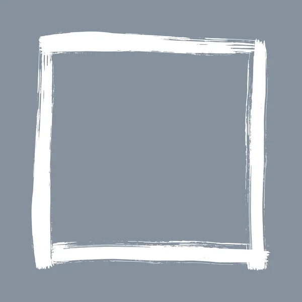 Τετράγωνη Grunge Πινελιές Πλαίσιο Λευκό Απομονωμένο Ανοιχτό Γκρι Φόντο Στοιχείο — Διανυσματικό Αρχείο