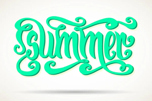 Handgezeichnete Vintage Wort Sommer Isoliert Über Weißem Hintergrund — Stockvektor