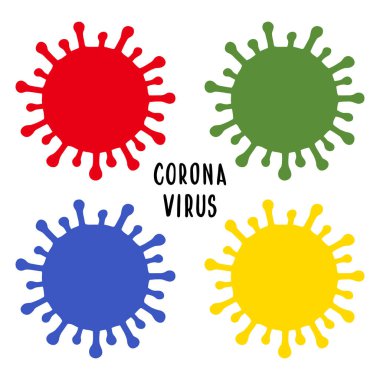Coronavirus hücre simgeleri ayarlandı, 2019-nCoV salgın vektör çizimi beyazın üzerinde izole edildi. Enfeksiyon yok. Tehlikeli virüs konseptini durdur.
