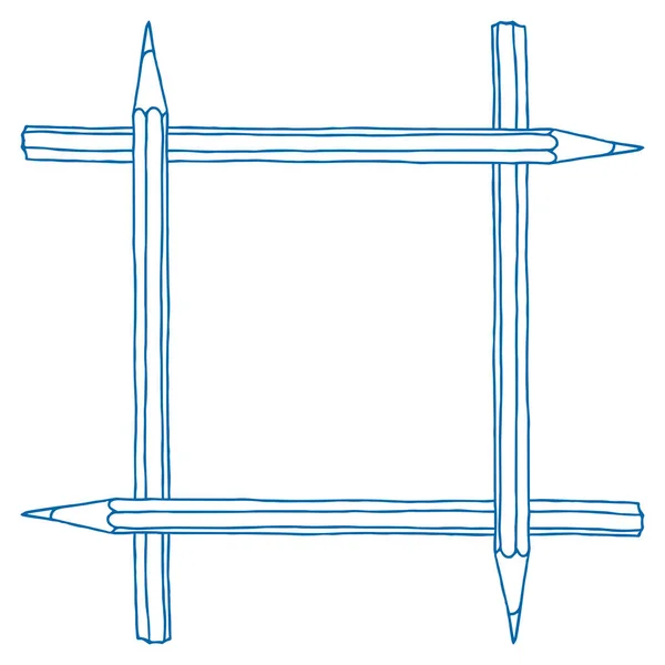 Blå Penna Handritad Vektor Klotter Illustration Tom Fyrkantig Ram Papper — Stock vektor
