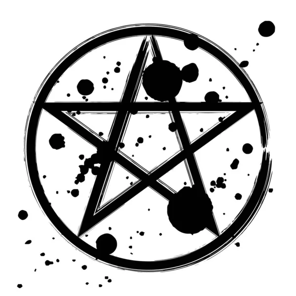 Ikona Pentagramu Kresba Kouzelného Okultního Hvězdného Symbolu Stříkancem Barvy Vektorová — Stockový vektor