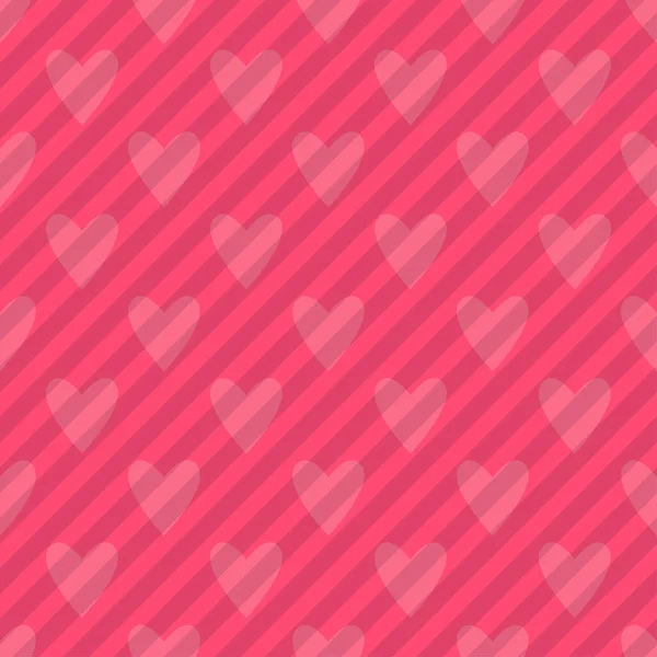 Seamless Pink Hearts Stripes Pattern Valentine Day Tile Background Romantic — Stock Vector