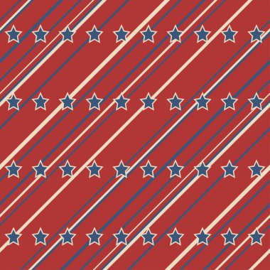 Amerikan vatansever yıldızları ve çizgileri klasik renklerde kusursuz desenler. Bağımsızlık günü vektör arkaplanı.