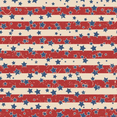 Amerikan vatansever yıldızları ve çizgileri desensiz renklerle desenlendirilmiş. Bağımsızlık günü vektör arkaplanı.