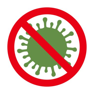 Coronavirus hücre kavramını durdur. 2019-nCoV pandemik vektör çizimi beyazın üzerinde izole edildi. Enfeksiyon yok..