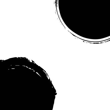 Artistik grunge fırça çemberi boya vuruşu arkaplanı beyazın üzerine siyah. Vektör boş arkaplan illüstrasyonu.