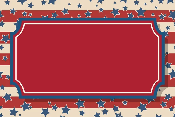 Fondo Patriótico Americano Estados Unidos Marco Rojo Vintage Blanco Con — Vector de stock