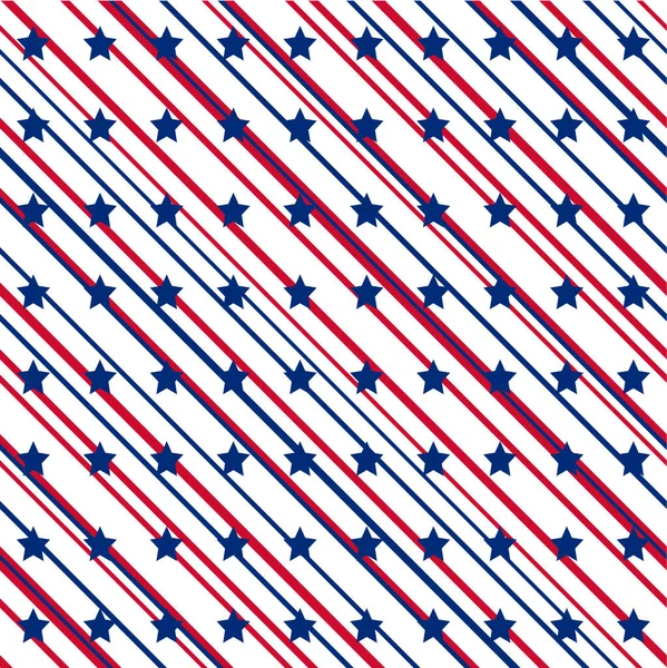 Étoiles Patriotiques Américaines Rayures Motif Sans Couture Rouge Vif Bleu — Image vectorielle