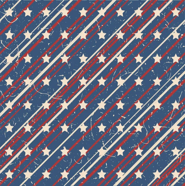 Amerykańskie Patriotyczne Gwiazdy Paski Teksturowane Bezszwowy Wzór Kolorach Vintage Tło — Wektor stockowy