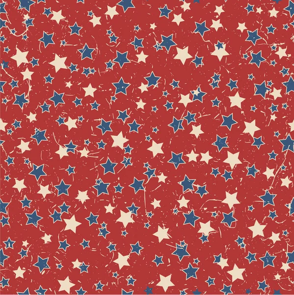 Amerykańskie Patriotyczne Gwiazdy Teksturowane Bezszwowy Wzór Kolorach Vintage Tło Wektora — Wektor stockowy