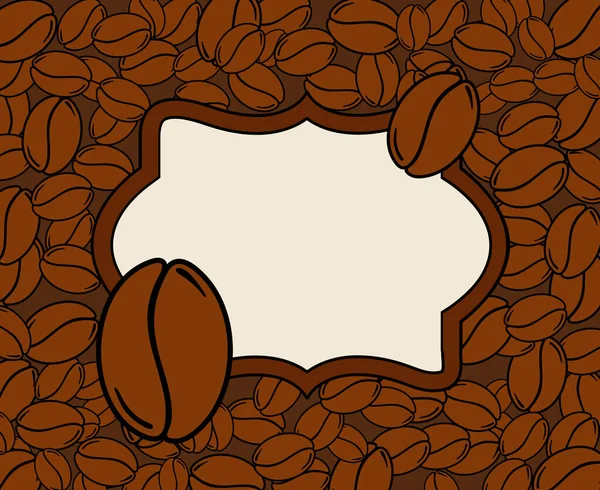 Szétszórt Pörkölt Kávébab Üres Keret Grafikus Menü Sablon Vektor Illusztráció — Stock Vector