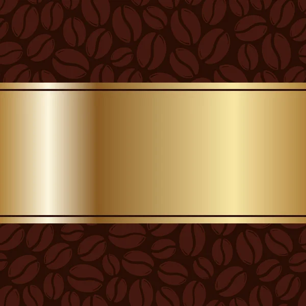 Granos Café Marrón Tostado Oscuro Marco Blanco Dorado Plantilla Menú — Vector de stock