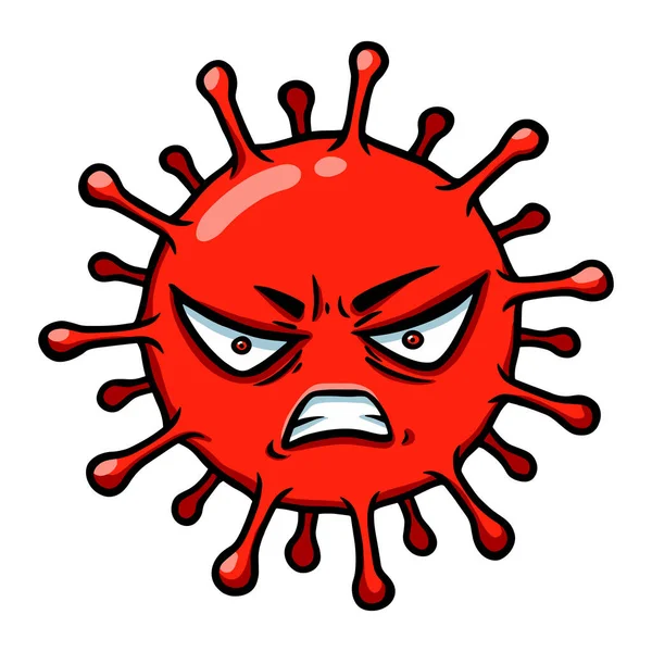 Coronavirus Cell Evil Character 2019 Ncov Pandemic Vector Illustration Red — Stock Vector