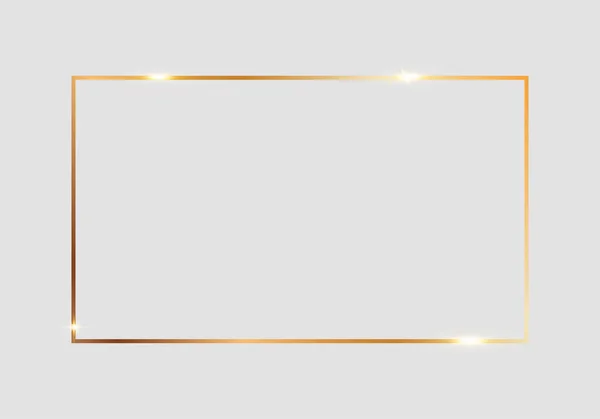 Marco Rectángulo Brillante Dorado Aislado Sobre Fondo Gris Claro Oro — Archivo Imágenes Vectoriales