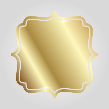 Açık gri arkaplanda izole edilmiş altın gibi parlak zarif bir çerçeve. Altın metal lüks boş sınır. Vektör arkaplan resimleme şablonu.