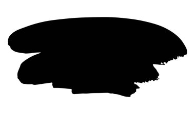 Beyaz arka planda izole edilmiş siyah renkte sanatsal grunge fırça darbesi. Tasarım elemanı vektör çizimi.