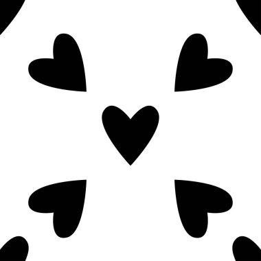 Siyah beyaz kusursuz kalp desenleri. Sevgililer Günü fayans arka planı. Romantik vektör deseni.