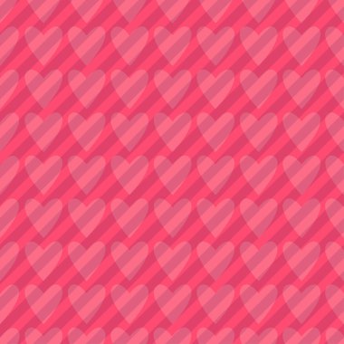 Kusursuz pembe kalpler ve çizgiler. Sevgililer Günü fayans arka planı. Romantik vektör deseni.