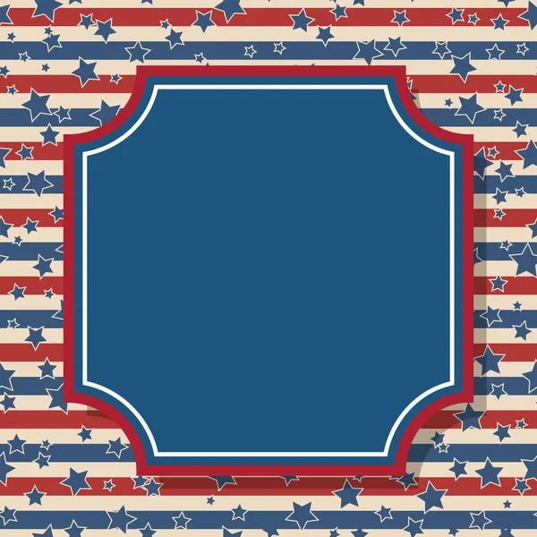 Amerikaanse Patriottische Achtergrond Verenigde Staten Blanco Vintage Donkerblauw Frame Met — Stockvector