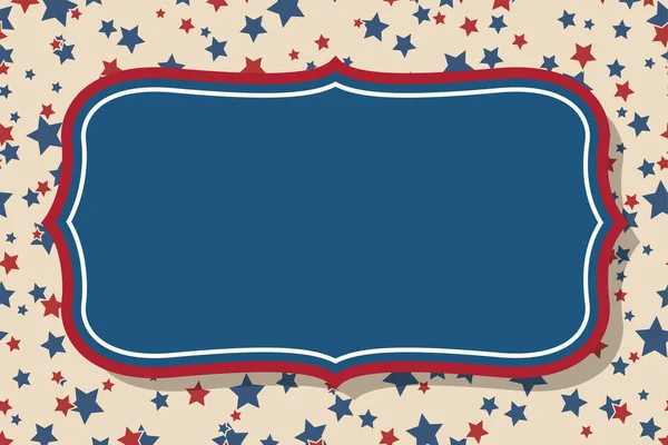 アメリカの愛国的背景 テキスト用のスペースを持つ米国の空白のヴィンテージブルーフレーム 独立記念日水平デザインテンプレート 星の背景 — ストックベクタ