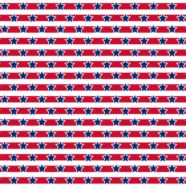 Amerikanska Patriotiska Stjärnor Och Ränder Sömlösa Mönster Klarrött Blått Och — Stock vektor