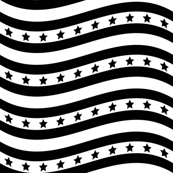 American Patriotic Stars Stripes Seamless Pattern Black White Independence Day — Stock Vector