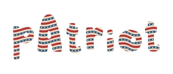 Patriota Wektor American Independence Day Ręcznie Rysowane Litery Falistych Gwiazd — Wektor stockowy