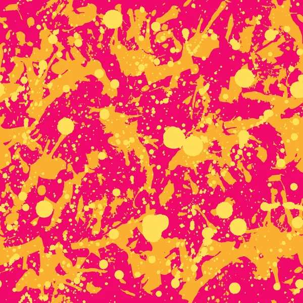 Levendige Oranje Roze Verf Spatten Naadloos Patroon Abstracte Multicolor Vector — Stockvector